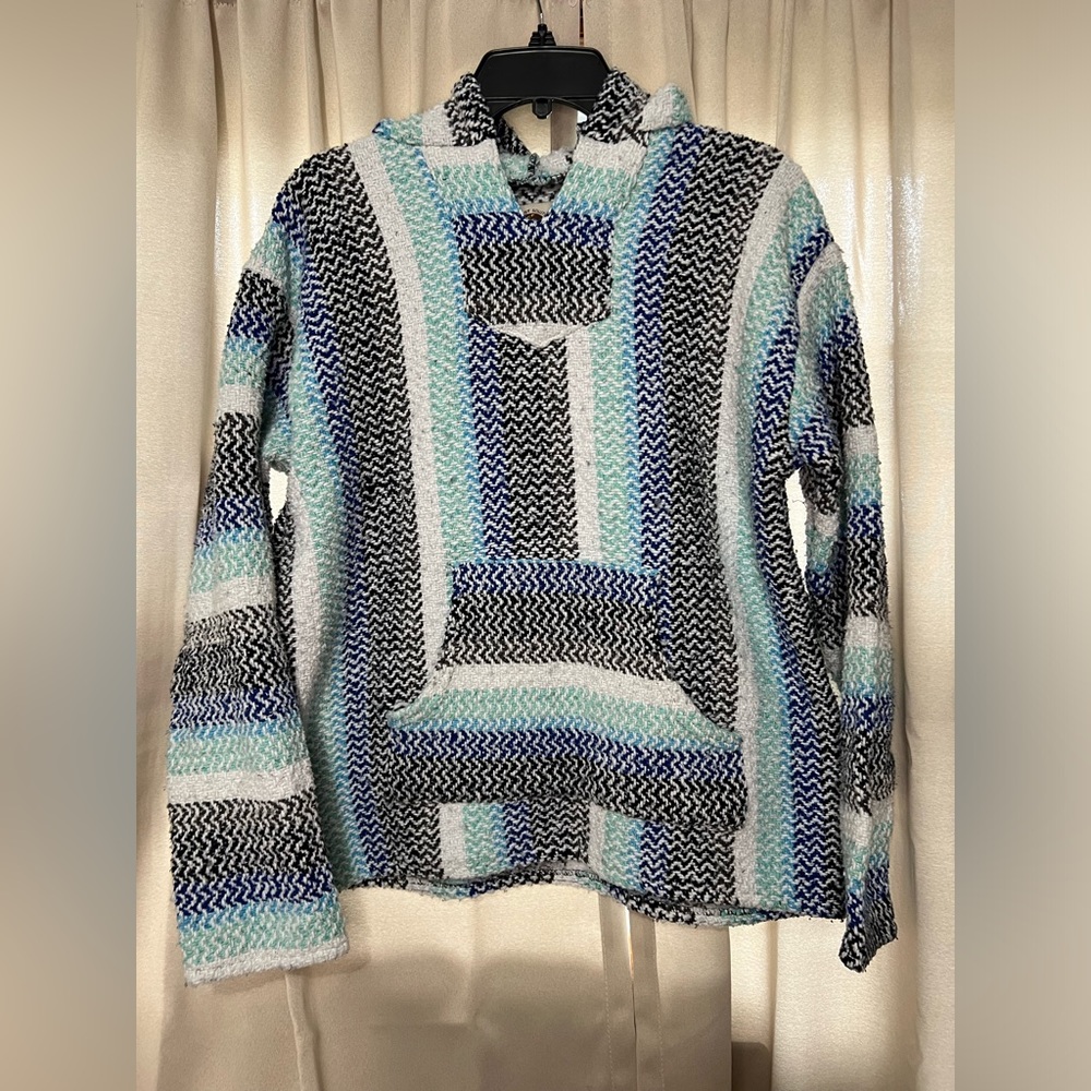 Earth Rags Baja Mexican Hoodie in Pistachio Size Large